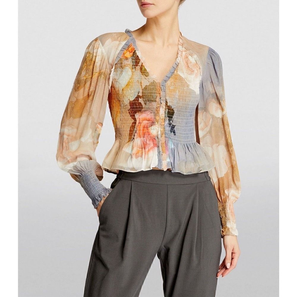 AllSaints blue Maya Rosalia Blouse Floral sz 8